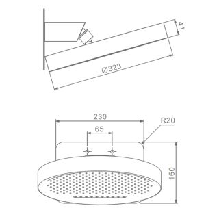 Верхний душ потолочный Raglo R452.02.09 33 см графит